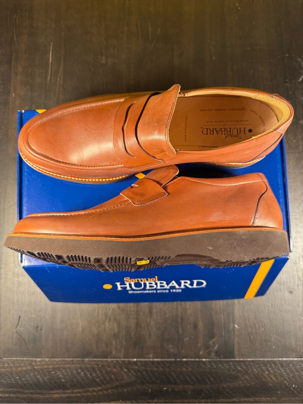 Samuel Hubbard Ivy Legend Tan Leather Penny Loafers Mens 9.5 M M2180 Vibram